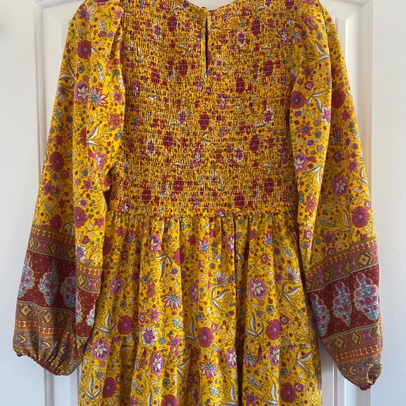 Pinkblush Gold Floral Smocked Tiered Maxi Dress - Small - Picture 6 of 10